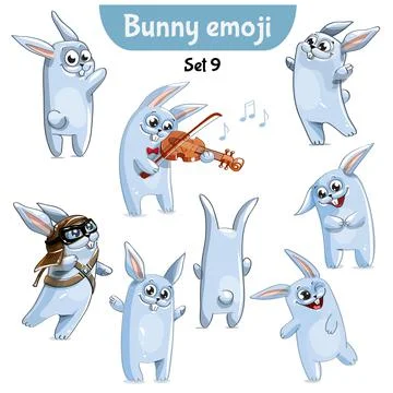 Vector set of cute rabbit characters. Stock Illustration