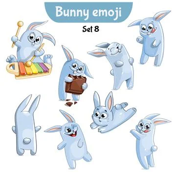 Vector set of cute rabbit characters. Stock-Illustration