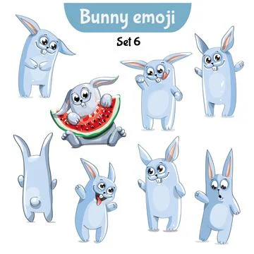 Vector set of cute rabbit characters. Stock Illustration
