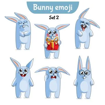 Vector set of cute rabbit characters. Stock-Illustration