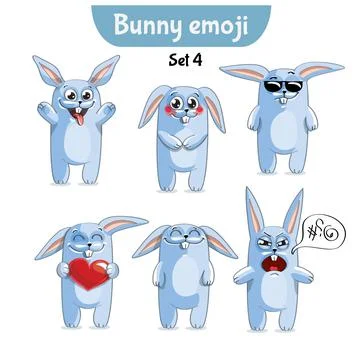 Vector set of cute rabbit characters. Stock Illustration