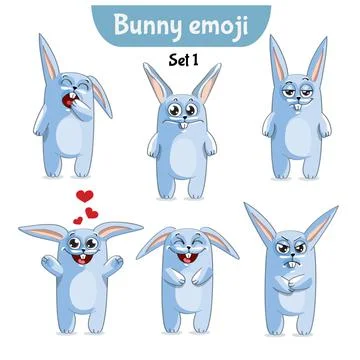 Vector set of cute rabbit characters. Stock Illustration