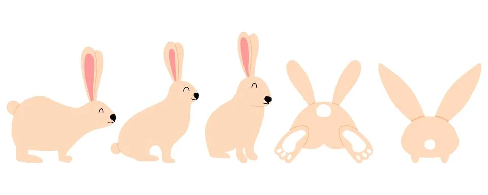 Vector set of cute rabbits. Easter Bunnies. Stock Illustration