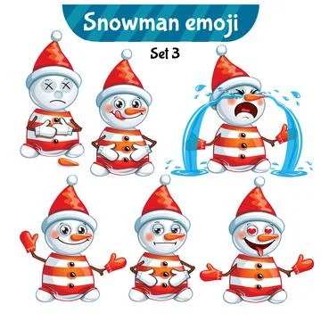 Vector set of cute snowman characters. Stock-Illustration