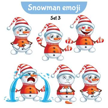 Vector set of cute snowman characters. Stock-Illustration