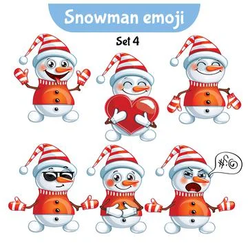 Vector set of cute snowman characters. Stock Illustration