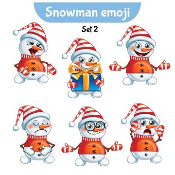 Vector set of cute snowman characters. Stock Illustration
