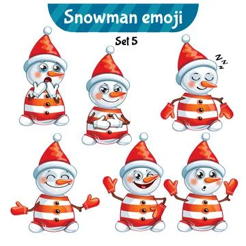 Vector set of cute snowman characters. Stock-Illustration