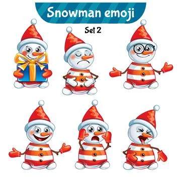 Vector set of cute snowman characters. Stock-Illustration