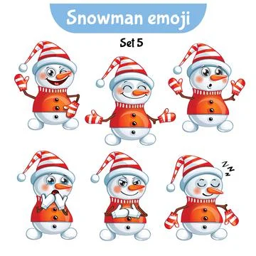 Vector set of cute snowman characters. Stock Illustration