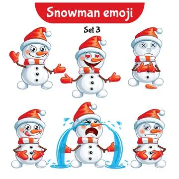 Vector set of cute snowman characters. Stock Illustration