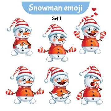 Vector set of cute snowman characters. Stock-Illustration