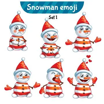Vector set of cute snowman characters. Stock-Illustration