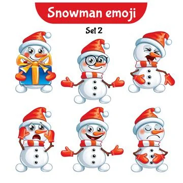 Vector set of cute snowman characters. Stock Illustration