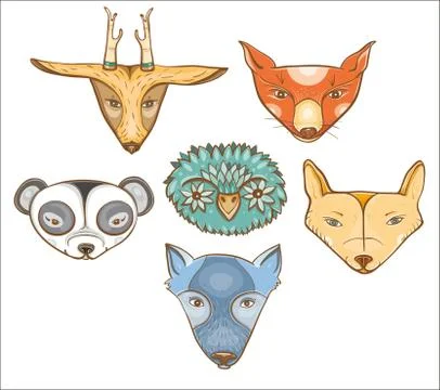 Vector set with cute wild animals Stock Illustration