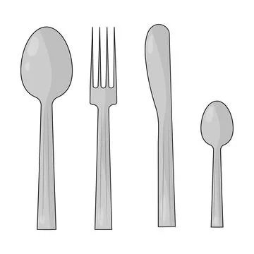 Vector set of cutlery illustration in flat style Stock Illustration