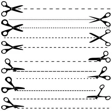 Vector set of cutting scissors Stock Illustration