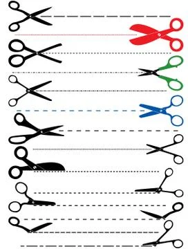 Vector set of cutting scissors Stock Illustration