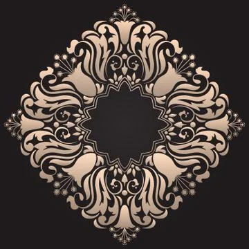 Vector set of damask ornamental elements. Elegant floral abstract elements fo Illustrazione stock