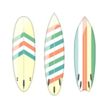 Vector set of decorated colorful surfboards Stock Illustration