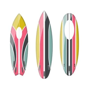 Vector set of decorated colorful surfboards Stock Illustration