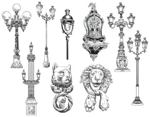 Vector set of decorative ancient architectural elements イラスト素材