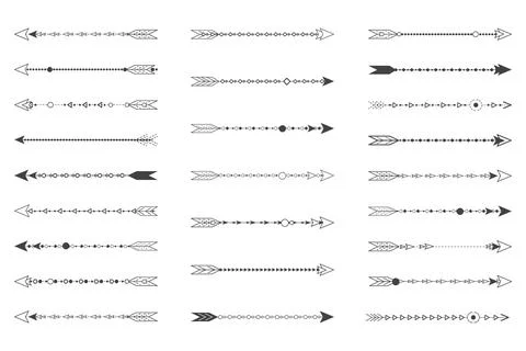 Vector set of decorative arrows on a white background. Illustrazione stock