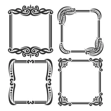 Vector set of decorative black frames 스톡 일러스트
