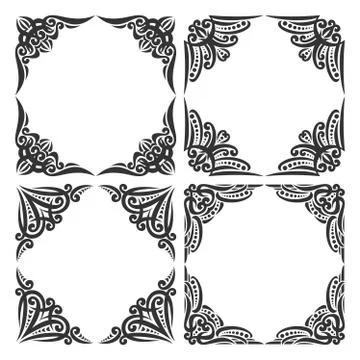Vector set of decorative black frames Stock Illustration