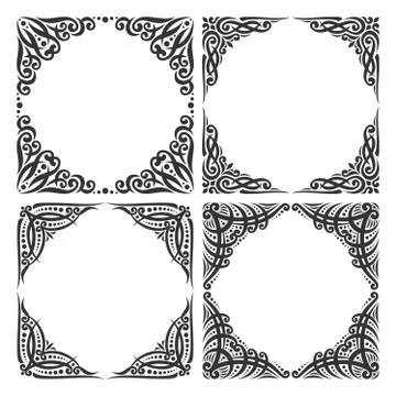 Vector set of decorative black frames Stock Illustration