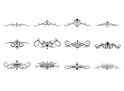 Vector set of decorative curly shapes Stock Illustration