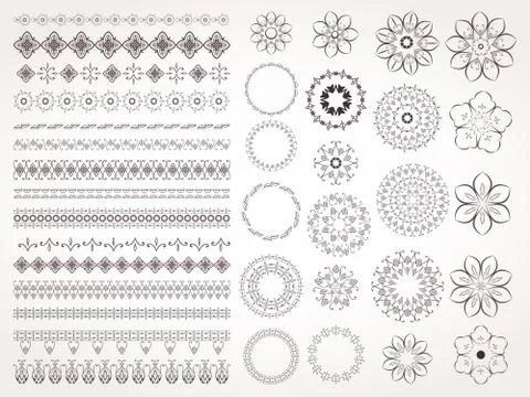 Vector set of decorative elements for design. 스톡 일러스트