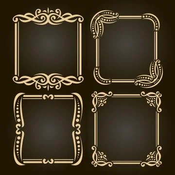 Vector set of decorative golden frames Stock Illustration