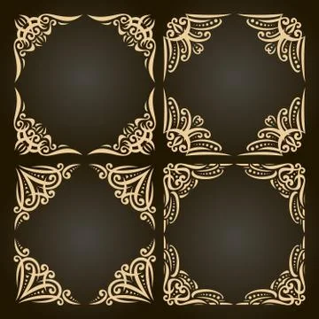 Vector set of decorative golden frames Stock Illustration