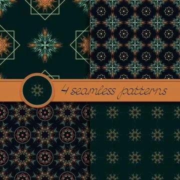 Vector set of decorative ornamental seamless patterns Stock Illustration