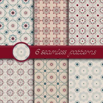 Vector set of decorative ornamental seamless patterns Stock Illustration
