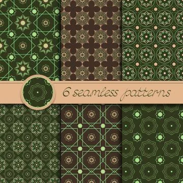 Vector set of decorative ornamental seamless patterns Stock Illustration
