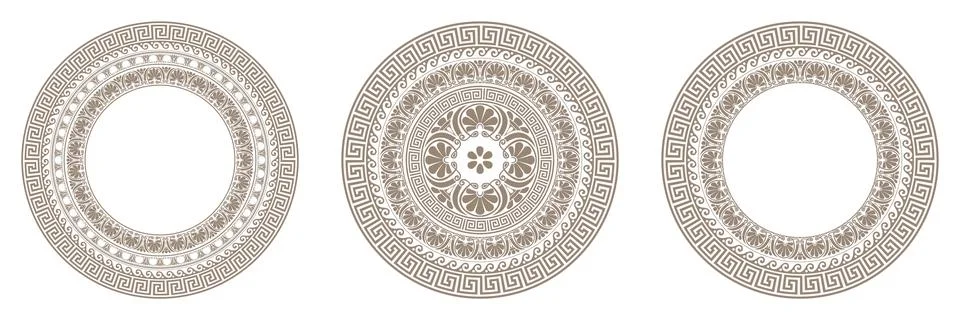 Vector set of decorative round frames with Greek ornaments in ethnic style.  Stockillustratie