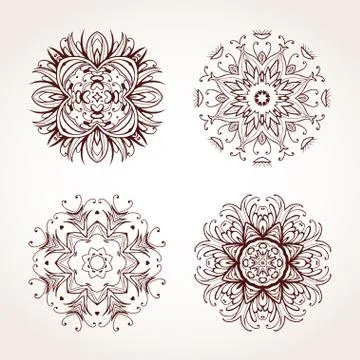 Vector set of decorative round ornaments. Stock Illustration