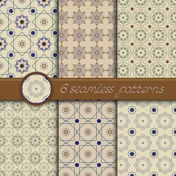 Vector set of decorative seamless patterns Stock Illustration