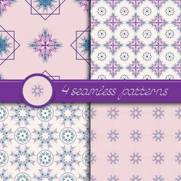 Vector set of decorative seamless patterns Stock Illustration