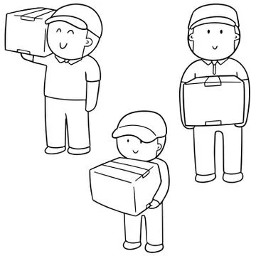 Vector set of delivery man Stock Illustration
