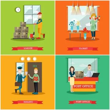 Vector set of delivery posters in flat style Illustration