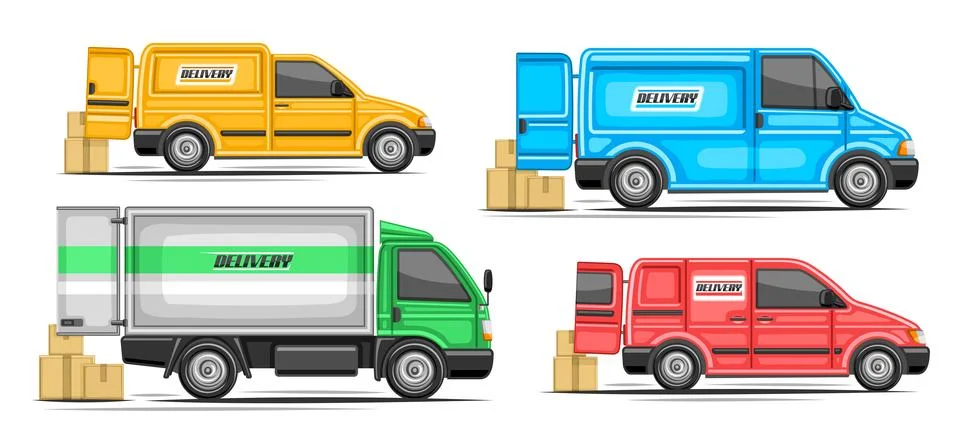 Vector set of Delivery Vans Stock Illustration