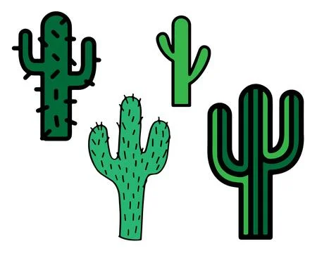 Vector set of desert cacti. Cactus icon for web Stock Illustration
