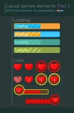 Vector set of design elements for casual games Stock Illustration
