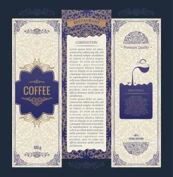 Vector set of design elements labels, icon, logo, frame, luxury packaging for Stock Illustration