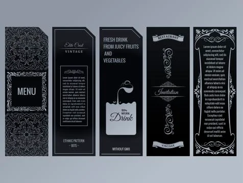 Vector set of design elements labels, icon, logo, frame, luxury packaging for Stock Illustration