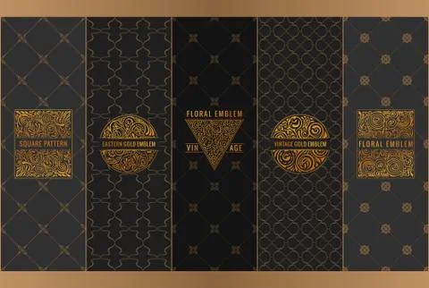 Vector set of design elements labels, icon, logo, frame, luxury packaging for Stock Illustration