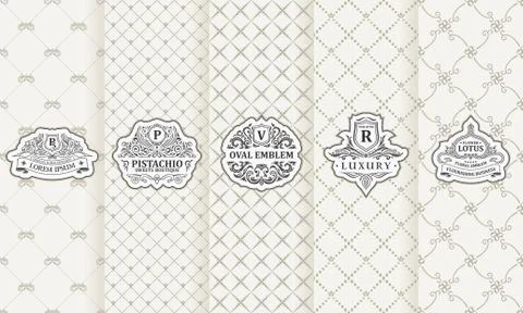 Vector set of design elements labels, icon, logo, frame, luxury packaging for イラスト素材